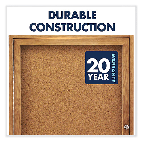 Quartet Enclosed Indoor Cork Bulletin Board with One Hinged Door, 24 x 36, Tan Surface, Oak Fiberboard Frame (363)