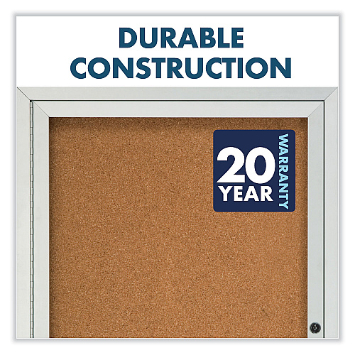Quartet Enclosed Indoor Cork Bulletin Board with One Hinged Door, 24 x 36, Tan Surface, Silver Aluminum Frame (2363)