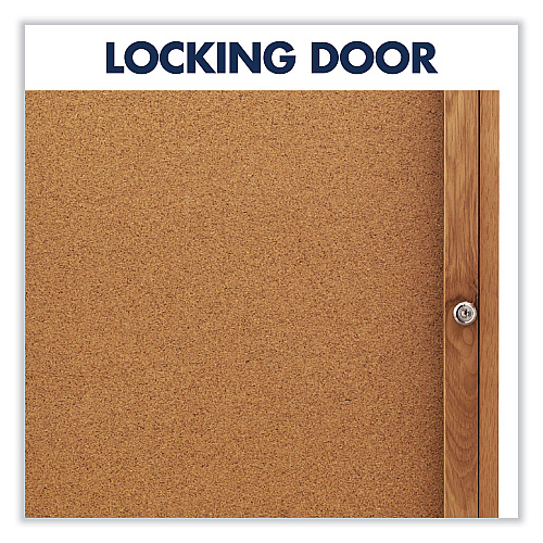 Quartet Enclosed Indoor Cork Bulletin Board with One Hinged Door, 24 x 36, Tan Surface, Oak Fiberboard Frame (363)