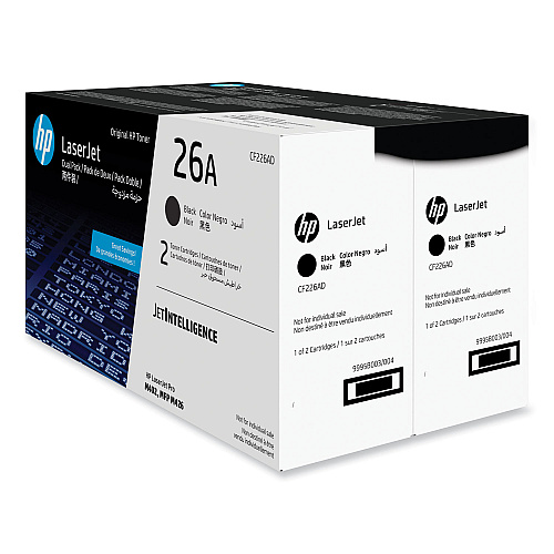 HP 26A, (CF226A) 2-Pack Black Original LaserJet Toner Cartridge (CF226AD)