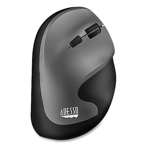 Adesso iMouse A20 Antimicrobial Vertical Wireless Mouse, 2.4 GHz Frequency/33 ft Wireless Range, Right Hand Use, Black/Granite
