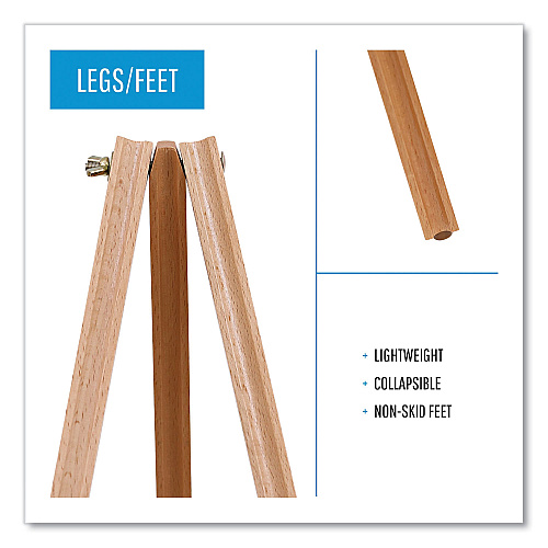 MasterVision Oak Display Tripod Easel, 60" High, Wood/Brass (FLX06203MV)