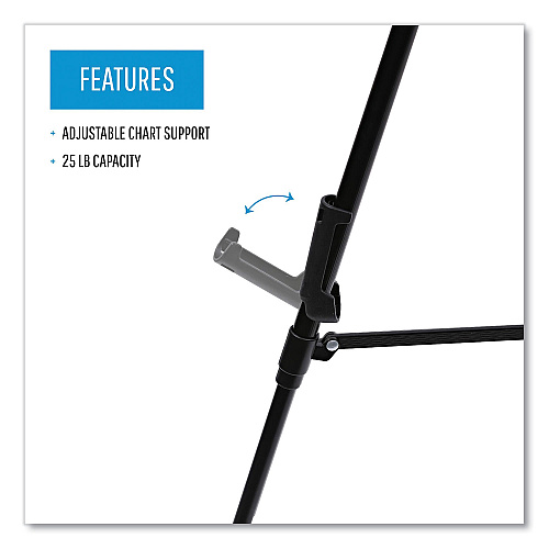 MasterVision Telescoping Tripod Display Easel, Adjusts 35" to 64" High, Metal, Black (FLX09101MV)