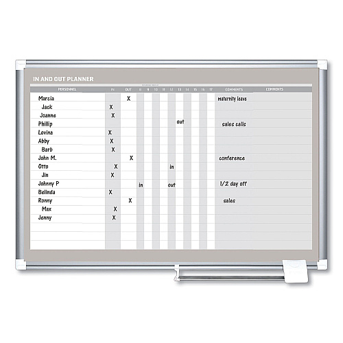 MasterVision In-Out Magnetic Dry Erase Board, 36 x 24, White Surface, Silver Aluminum Frame (GA01110830)