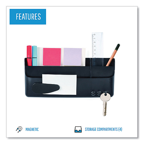 MasterVision Magnetic SmartBox Organizer, 9 x 4, Black (SM010101)