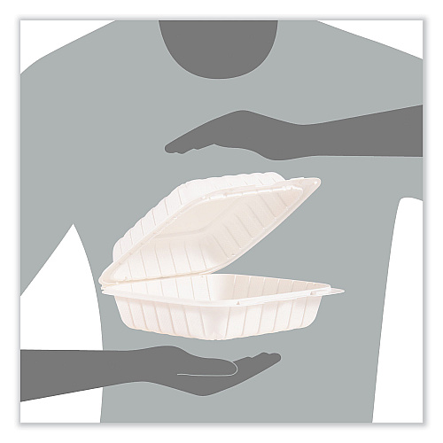 Dart Hinged Lid Containers, Single Compartment, 8.25 x 8 x 3, White, Plastic, 150/Carton (85MFPPHT1R)