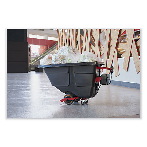Rubbermaid Commercial Motorized Roto Tilt Truck, 101 gal, 850 lb Capacity, Plastic, Black (2173519)