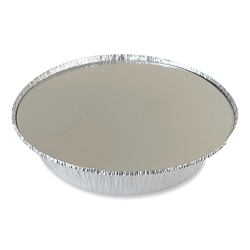 Boardwalk&reg; Round Aluminum To-Go Container Lids, Flat Lid, 9", Silver, Paper, 500/Carton (BWKROUND9FLID)