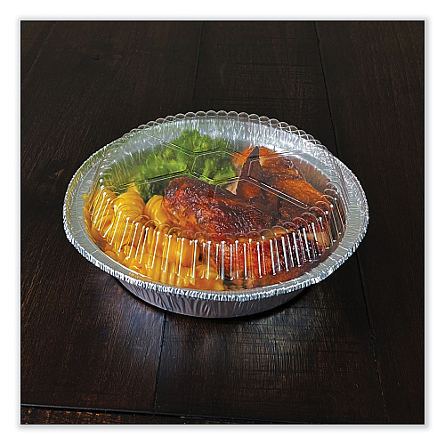 Boardwalk&reg; Round Aluminum To-Go Container Lids, Dome Lid, 7", Clear, Plastic, 500/Carton (BWKROUND7CLID)