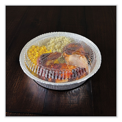 Boardwalk&reg; Round Aluminum To-Go Container Lids, Dome Lid, 9", Clear, Plastic, 500/Carton (BWKROUND9CLID)
