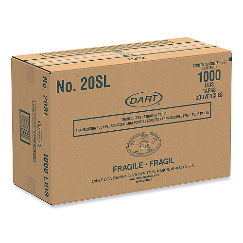 Dart Cold Cup Lids, Fits 8 to 32 oz Cups/Containers, Translucent, 100/Sleeve, 10 Sleeves/Carton (20SL)