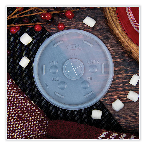 Dart Cold Cup Lids, Fits 8 to 32 oz Cups/Containers, Translucent, 100/Sleeve, 10 Sleeves/Carton (20SL)