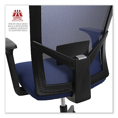 Workspace by Alera Mesh Back Fabric Task Chair, Supports Up to 275 lb, 17.32" to 21.1" Seat Height, Navy Seat, Navy Back (ALEWS42B27)