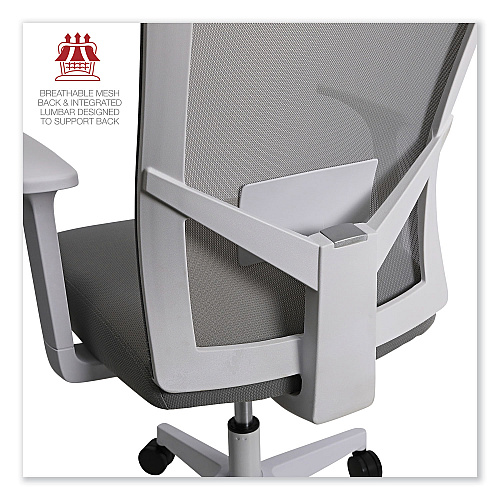Workspace by Alera Mesh Back Fabric Task Chair, Supports Up to 275 lb, 17.32" to 21.1" Seat Height, Gray Seat, Gray Back (ALEWS42B47)