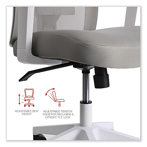 Workspace by Alera Mesh Back Fabric Task Chair, Supports Up to 275 lb, 17.32" to 21.1" Seat Height, Gray Seat, Gray Back (ALEWS42B47)