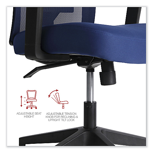 Workspace by Alera Mesh Back Fabric Task Chair, Supports Up to 275 lb, 17.32" to 21.1" Seat Height, Navy Seat, Navy Back (ALEWS42B27)
