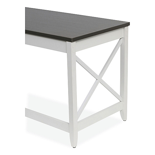 Workspace by Alera L-Shaped Farmhouse Desk, 58.27" x 58.27" x 29.53", Gray/White (ALEWSF5959GY)