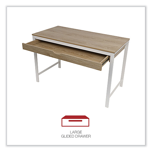Workspace by Alera Modern Writing Desk, 47.24" x 23.62" x 29.92", Beigewood/White (ALEWSWD4824WB)
