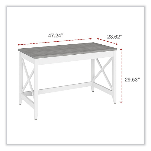 Workspace by Alera Farmhouse Writing Desk, 47.24" x 23.62" x 29.53", Gray (ALEWSF4824GY)