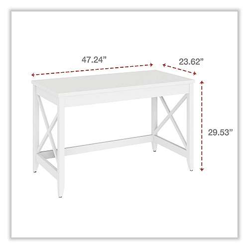 Workspace by Alera Farmhouse Writing Desk, 47.24" x 23.62" x 29.53", White (ALEWSF4824WT)