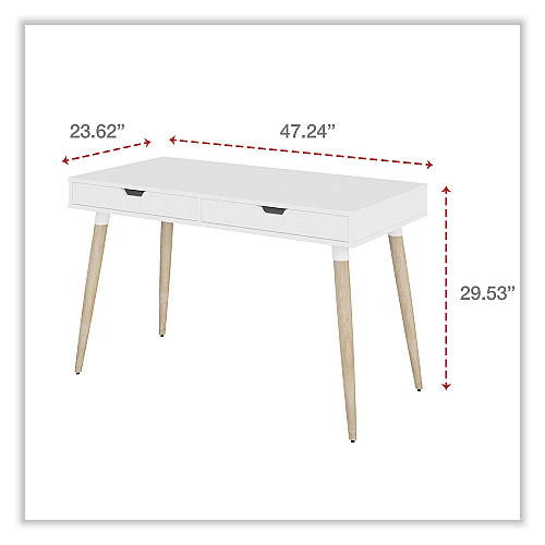 Workspace by Alera Scandinavian Writing Desk, 47.24" x 23.62" x 29.53", White/Beigewood (ALEWSS4824WB)
