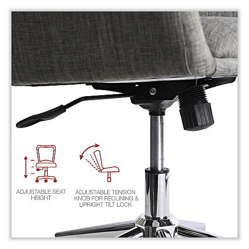 Workspace by Alera Mid-Century Task Chair, Supports Up to 275 lb, 18.9" to 22.24" Seat Height, Gray Seat, Gray Back (ALEWS4241)