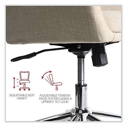 Workspace by Alera Mid-Century Task Chair, Supports Up to 275 lb, 18.9" to 22.24" Seat Height, Cream Seat, Cream Back (ALEWS4251)