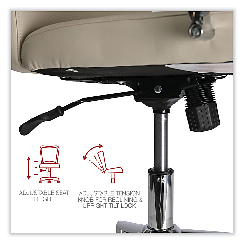Workspace by Alera Leather Task Chair, Supports Up to 275 lb, 18.19" to 21.93" Seat Height, White Seat, White Back (ALEWS4106)