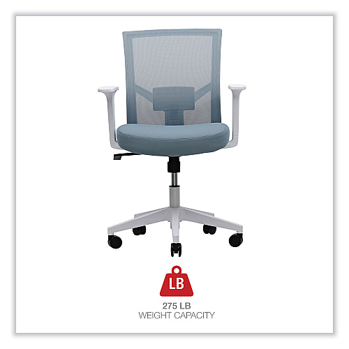Workspace by Alera Mesh Back Fabric Task Chair, Supports Up to 275 lb, 17.32" to 21.1" Seat Height, Seafoam Blue Seat/Back (ALEWS42B77)
