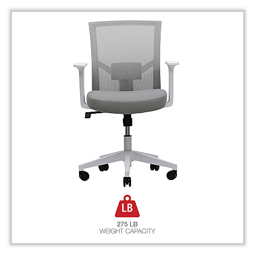 Workspace by Alera Mesh Back Fabric Task Chair, Supports Up to 275 lb, 17.32" to 21.1" Seat Height, Gray Seat, Gray Back (ALEWS42B47)