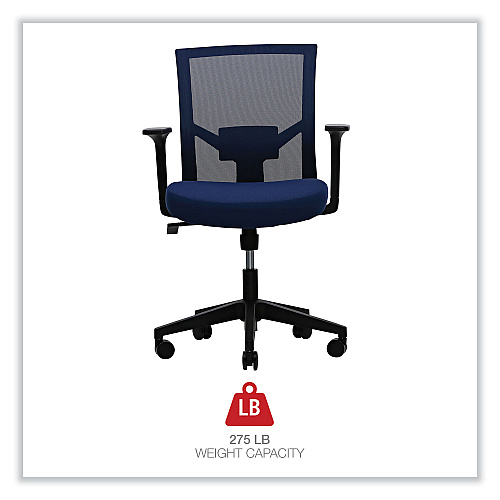 Workspace by Alera Mesh Back Fabric Task Chair, Supports Up to 275 lb, 17.32" to 21.1" Seat Height, Navy Seat, Navy Back (ALEWS42B27)