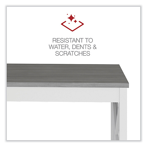 Workspace by Alera L-Shaped Farmhouse Desk, 58.27" x 58.27" x 29.53", Gray/White (ALEWSF5959GY)