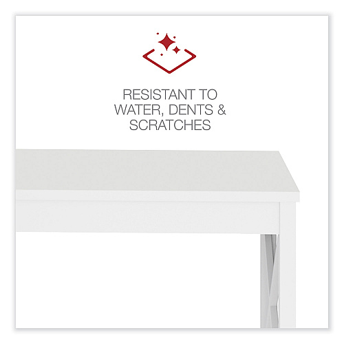 Workspace by Alera L-Shaped Farmhouse Desk, 58.27" x 58.27" x 29.53", White (ALEWSF5959WT)