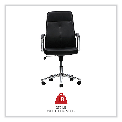Workspace by Alera Leather Task Chair, Supports Up to 275 lb, 18.19" to 21.93" Seat Height, Black Seat, Black Back (ALEWS4116)