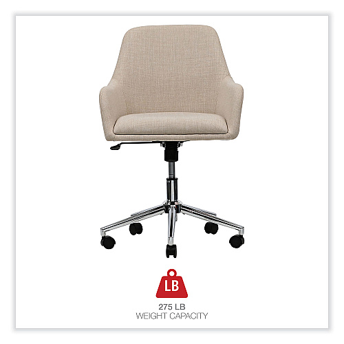 Workspace by Alera Mid-Century Task Chair, Supports Up to 275 lb, 18.9" to 22.24" Seat Height, Cream Seat, Cream Back (ALEWS4251)