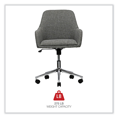 Workspace by Alera Mid-Century Task Chair, Supports Up to 275 lb, 18.9" to 22.24" Seat Height, Gray Seat, Gray Back (ALEWS4241)