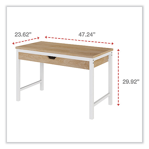 Workspace by Alera Modern Writing Desk, 47.24" x 23.62" x 29.92", Beigewood/White (ALEWSWD4824WB)