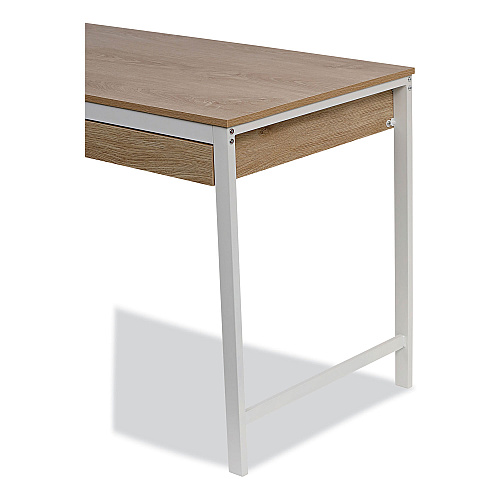 Workspace by Alera Modern Writing Desk, 47.24" x 23.62" x 29.92", Beigewood/White (ALEWSWD4824WB)