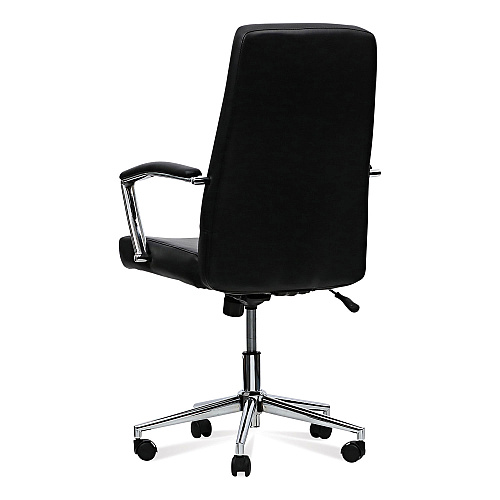 Workspace by Alera Leather Task Chair, Supports Up to 275 lb, 18.19" to 21.93" Seat Height, Black Seat, Black Back (ALEWS4116)