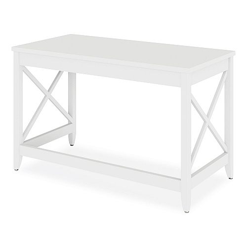 Workspace by Alera Farmhouse Writing Desk, 47.24" x 23.62" x 29.53", White (ALEWSF4824WT)