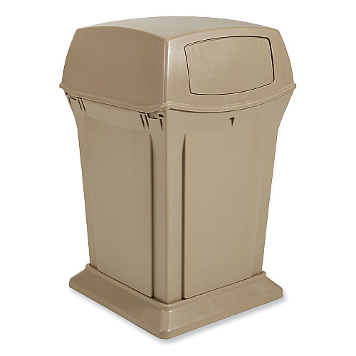 Rubbermaid Commercial Ranger Fire-Safe Container, Two Doors, 45 gal, Structural Foam, Beige (917188BG)