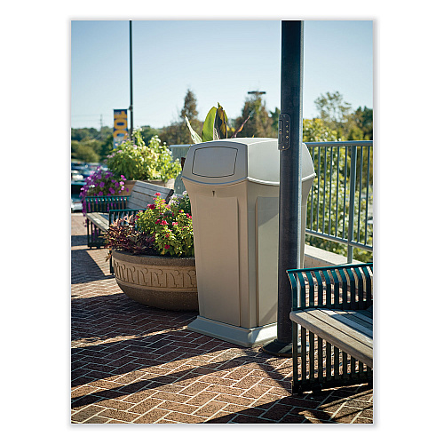 Rubbermaid Commercial Ranger Fire-Safe Container, 35 gal, Structural Foam, Beige (843088BG)
