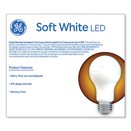 GE Classic LED Soft White Non-Dim A19 Light Bulb, 9 W, 2/Pack (93109032)