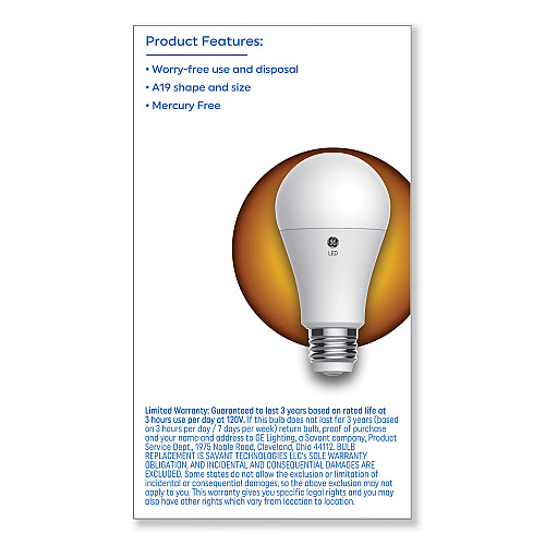 GE Classic LED SW Non-Dim A19 3-Way Light Bulb, 6 W; 12 W; 17 W, Soft White (93130566)