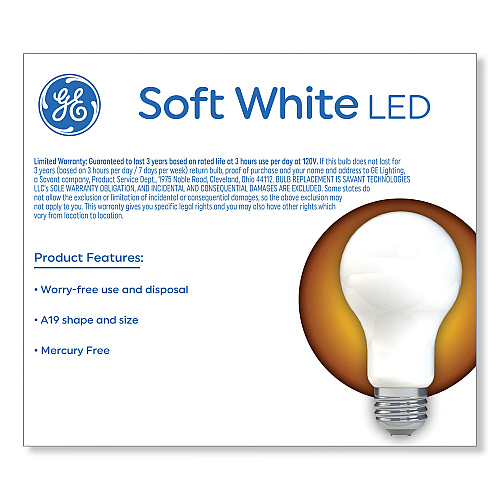 GE Classic LED Non-Dim A19 Light Bulb, 8 W, Soft White, 2/Pack (93105686)