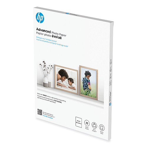 HP Advanced Photo Paper, 10.5 mil, 8 x 10, Glossy White, 25/Pack (6J777A)