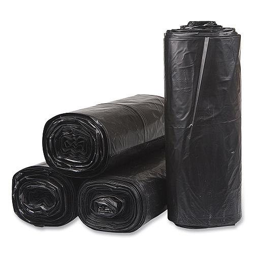 Inteplast Group Low-Density Commercial Can Liners, 60 gal, 1.5 mil, 38" x 58", Black, Interleaved Roll, 20 Bags/Roll, 5 Rolls/Carton (SL3858150K)