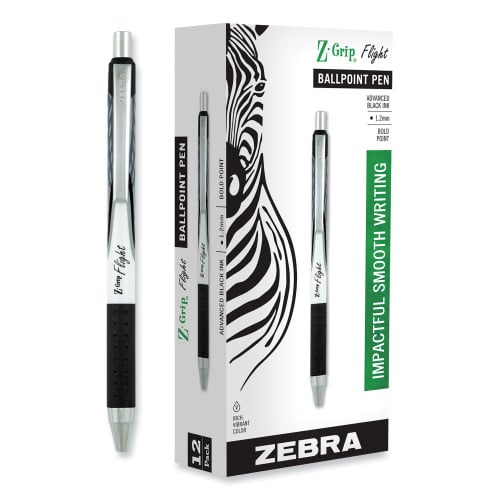 Zebra Z-Grip Flight Retractable Ballpoint Pen, 1.2mm, Black Ink