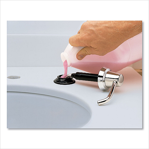Bobrick Contura Lavatory-Mounted Soap Dispenser, 34 oz, 3.31 x 4 x 17.63, Chrome/Stainless Steel (822)