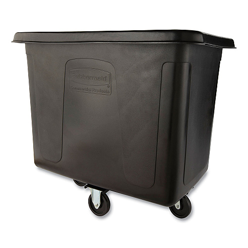 Rubbermaid Commercial Cube Truck, 105 gal, 500 lb Capacity, Plastic, Black (4614BLA)
